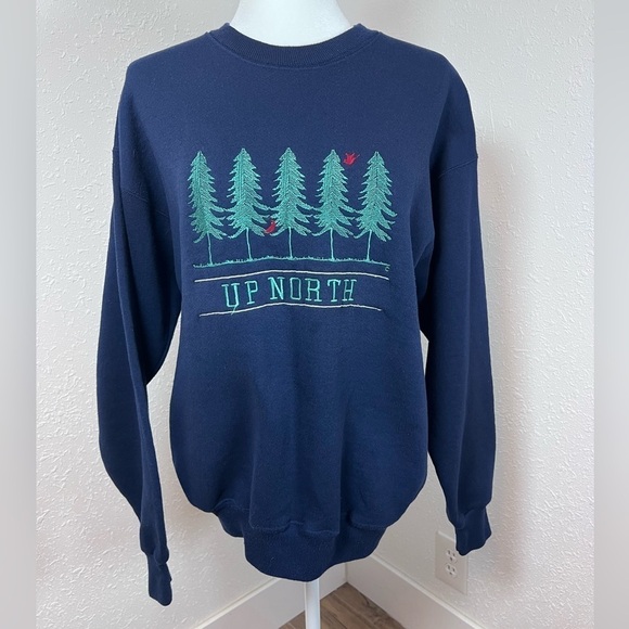 VNTG Lee “Up North” Embroidered Crewneck Sweatshirt - Picture 1 of 8